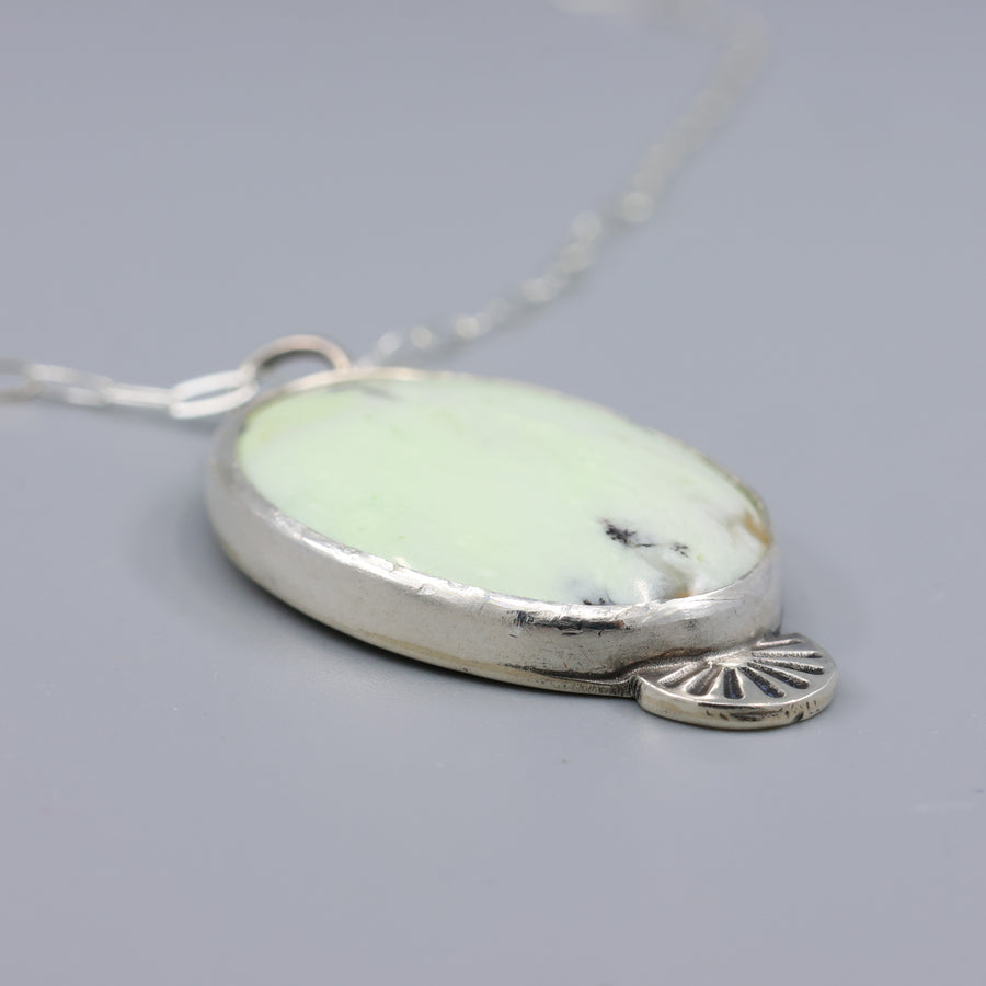 Lemon chyrsoprase sterling silver one of a kind necklace