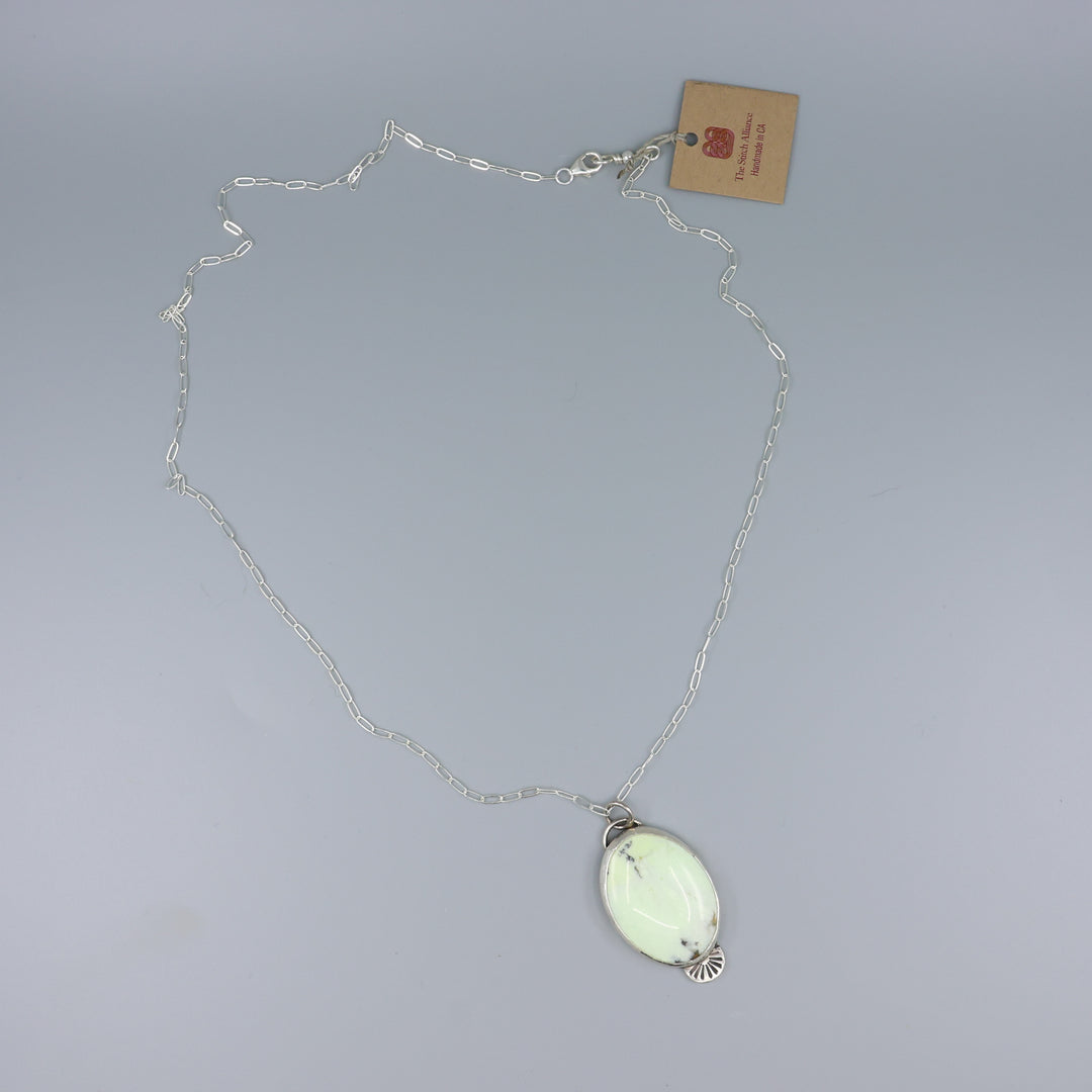 Lemon Chrysoprase Sterling Silver Necklace One of a Kind