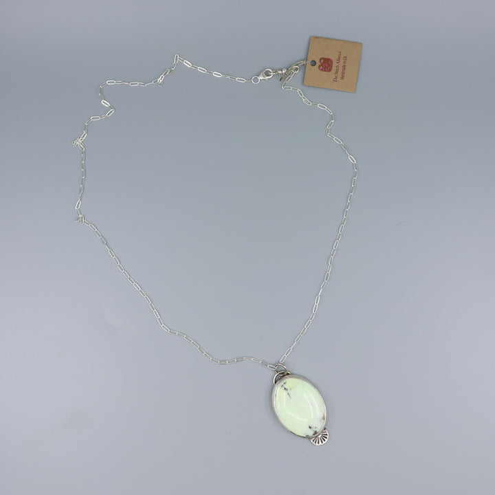 Lemon Chrysoprase Sterling Silver Necklace One of a Kind
