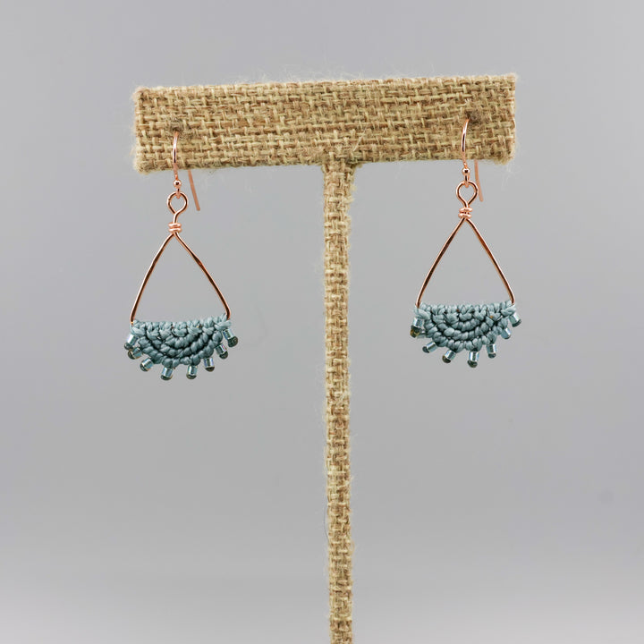 rose gold triangle macrame earrings