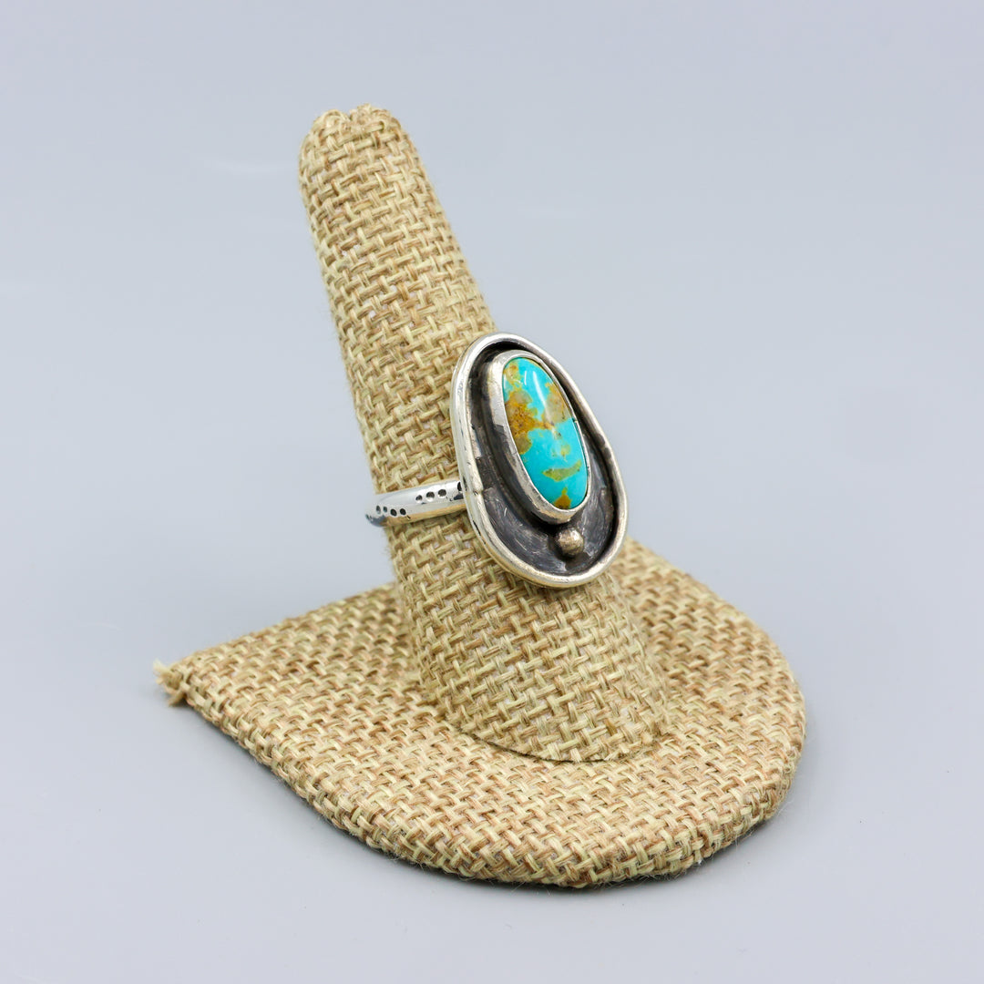 Turquoise Sterling Silver Shadow Box Ring One of a Kind - Size 8.25
