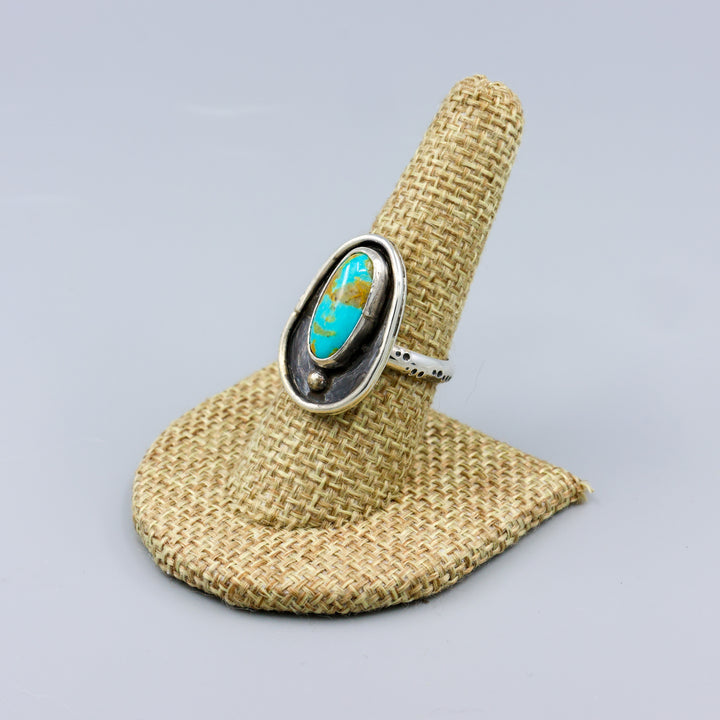 Turquoise Sterling Silver Shadow Box Ring One of a Kind - Size 8.25