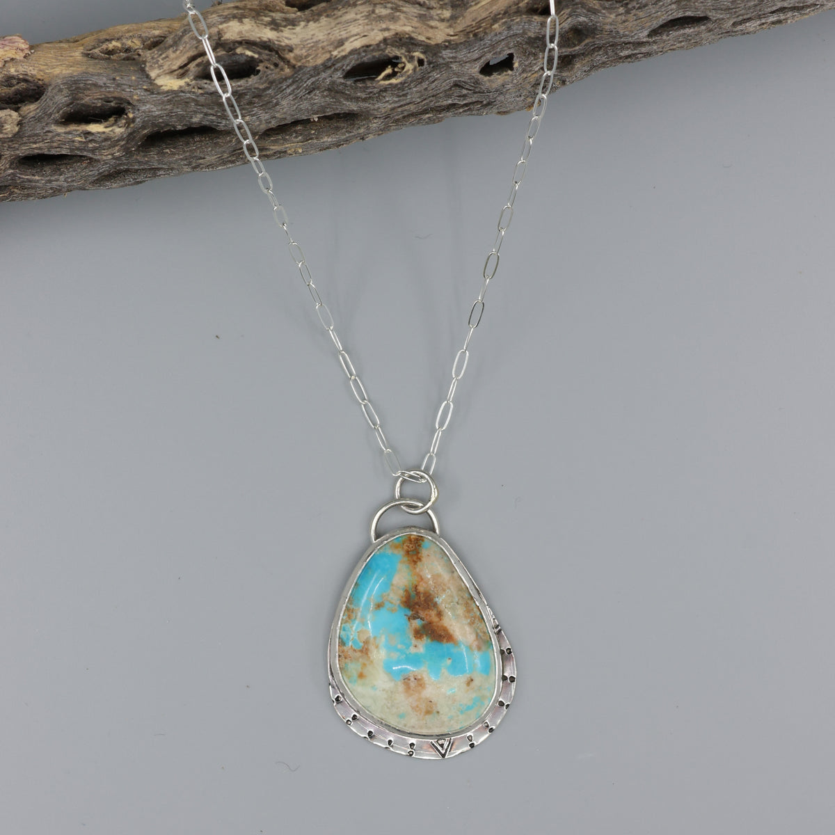 Ma An Shan Turquoisde necklace one of a kind, stamped sterling stilver