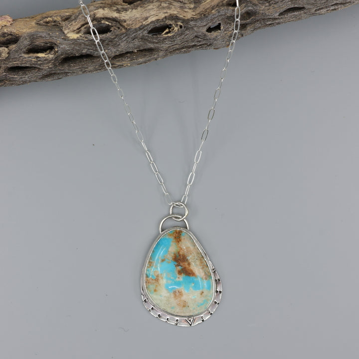 Ma An Shan Turquoisde necklace one of a kind, stamped sterling stilver