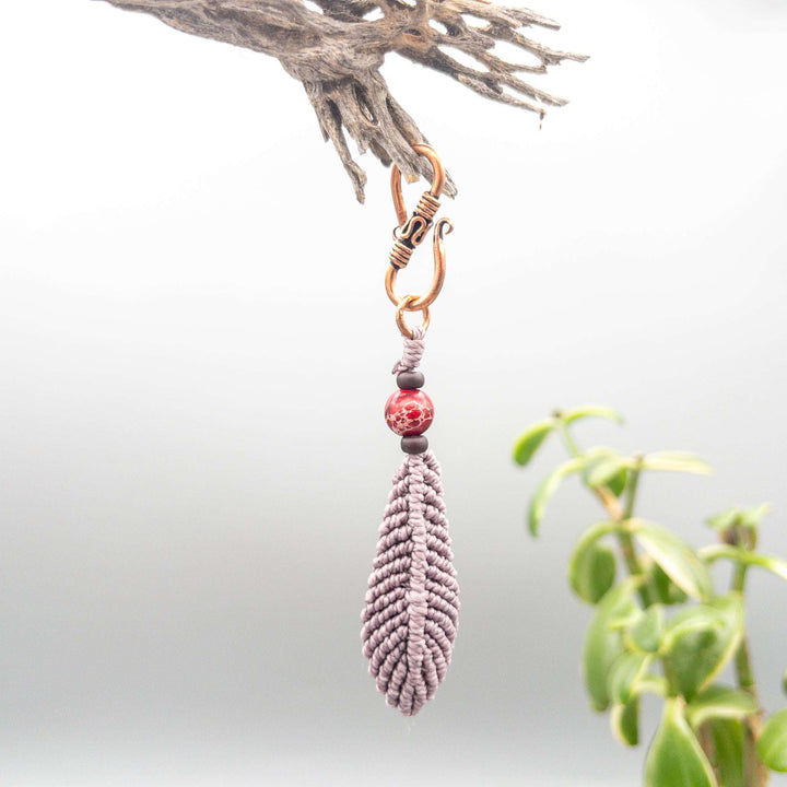 lavender macrame feather small size