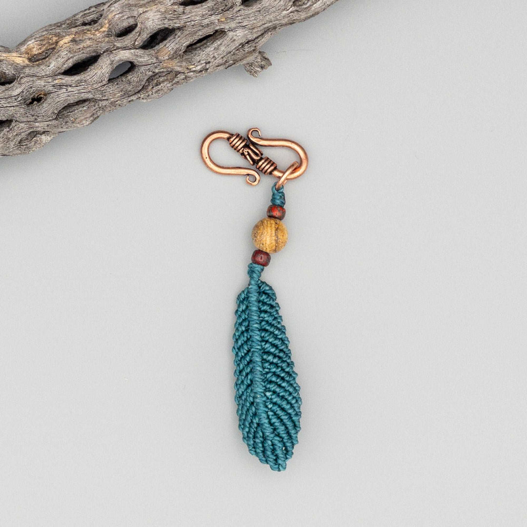 Macrame Feather Diffuser Clip teal