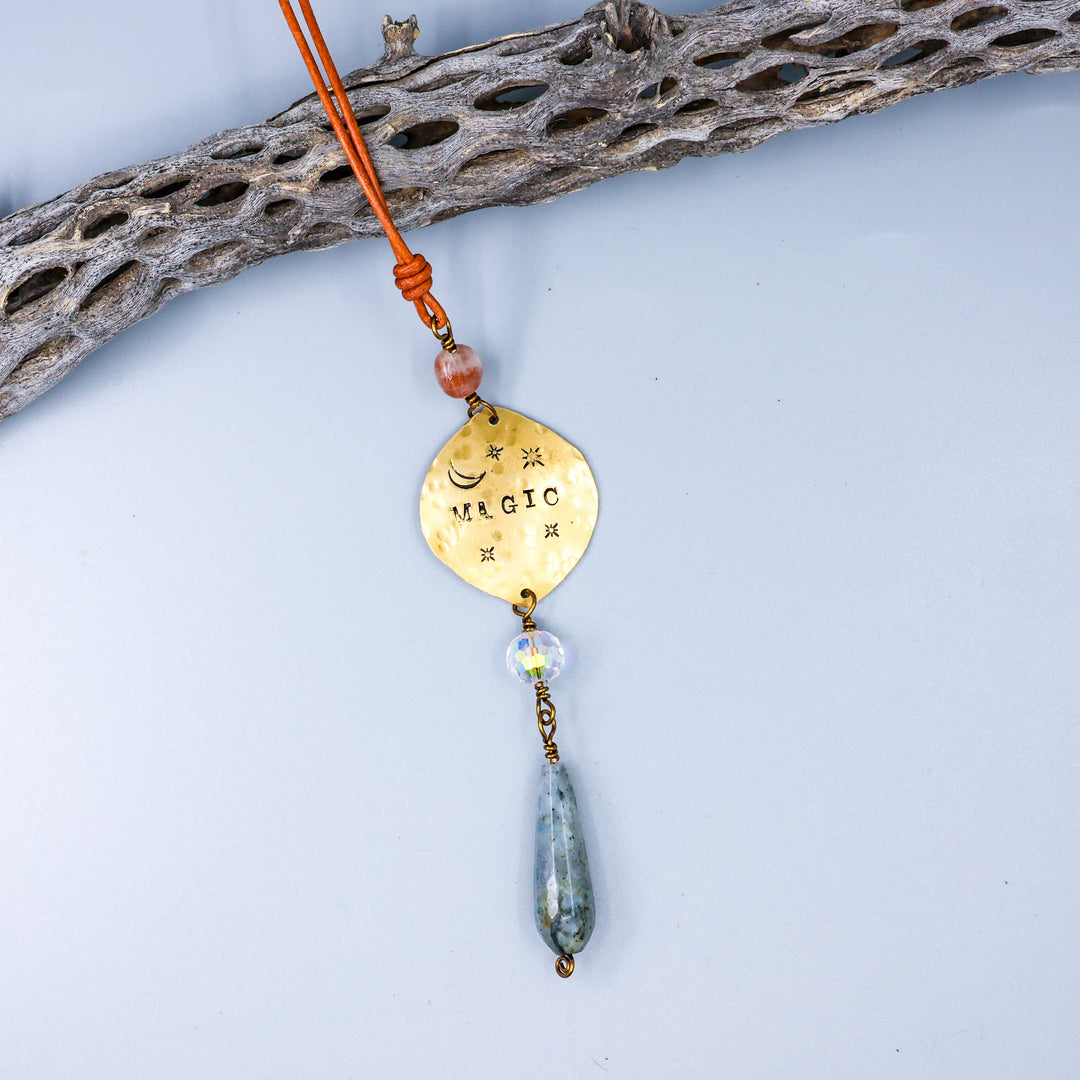 Magic Suncatcher, Brass, Labradorite, Sunstone