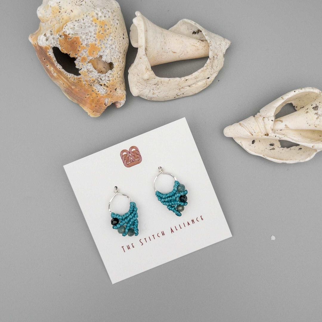 Mermaid Tail Earrings / Sterling Silver / Blue Tourmaline