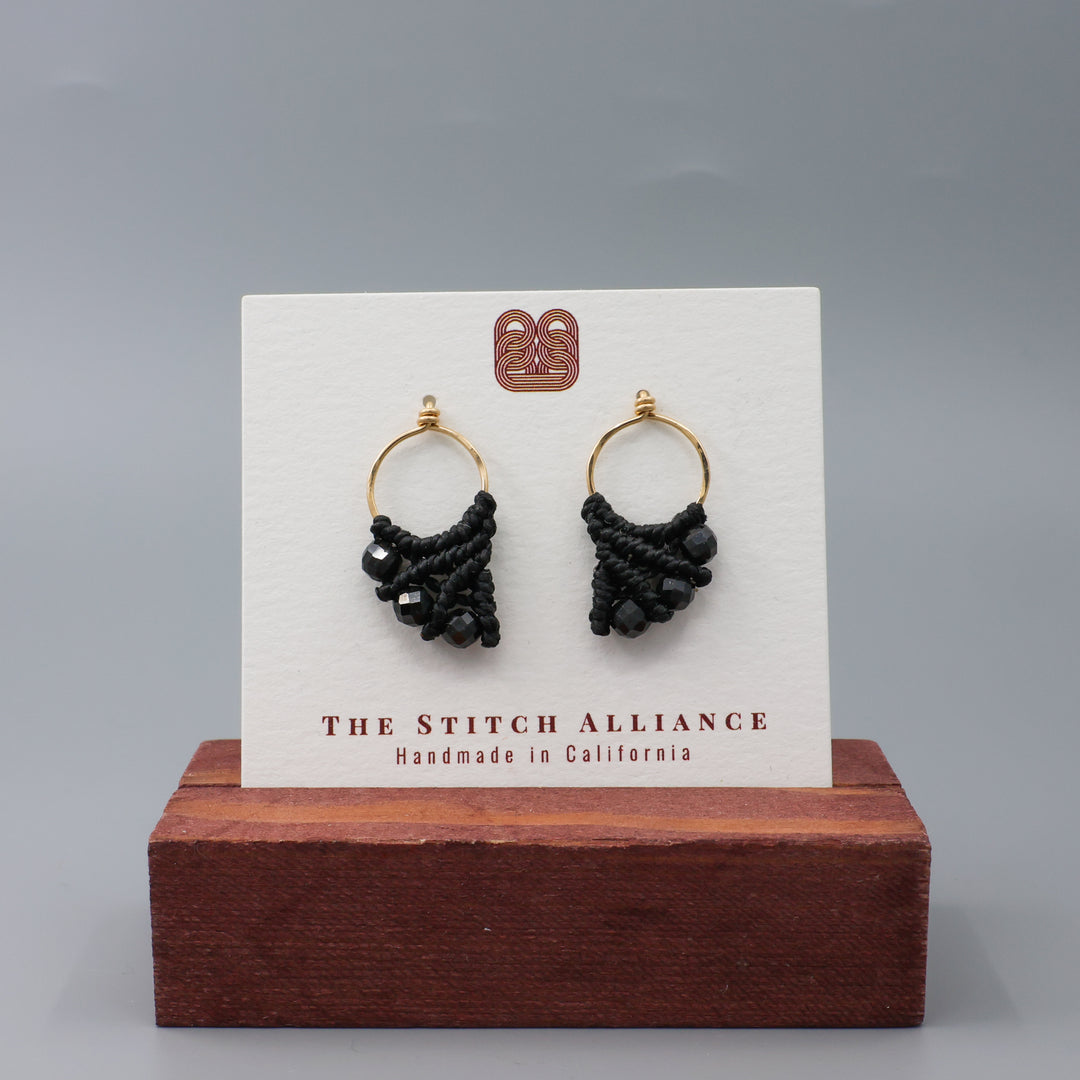 Mermaid Tail Earrings / 14k Gold Fill / Black Spinel