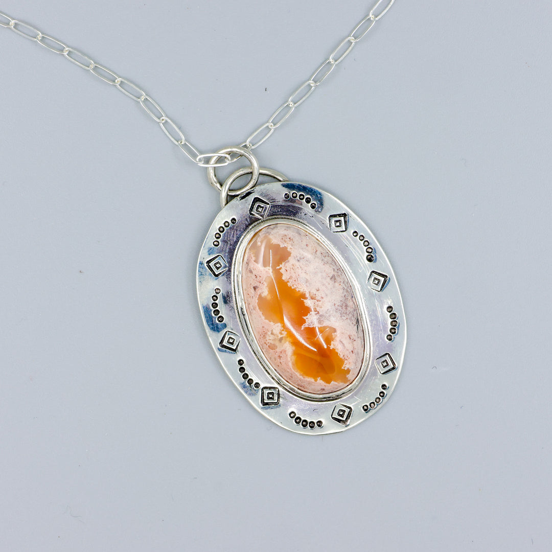 Mexican Opal sterling silver one of a kink necklace overhead view