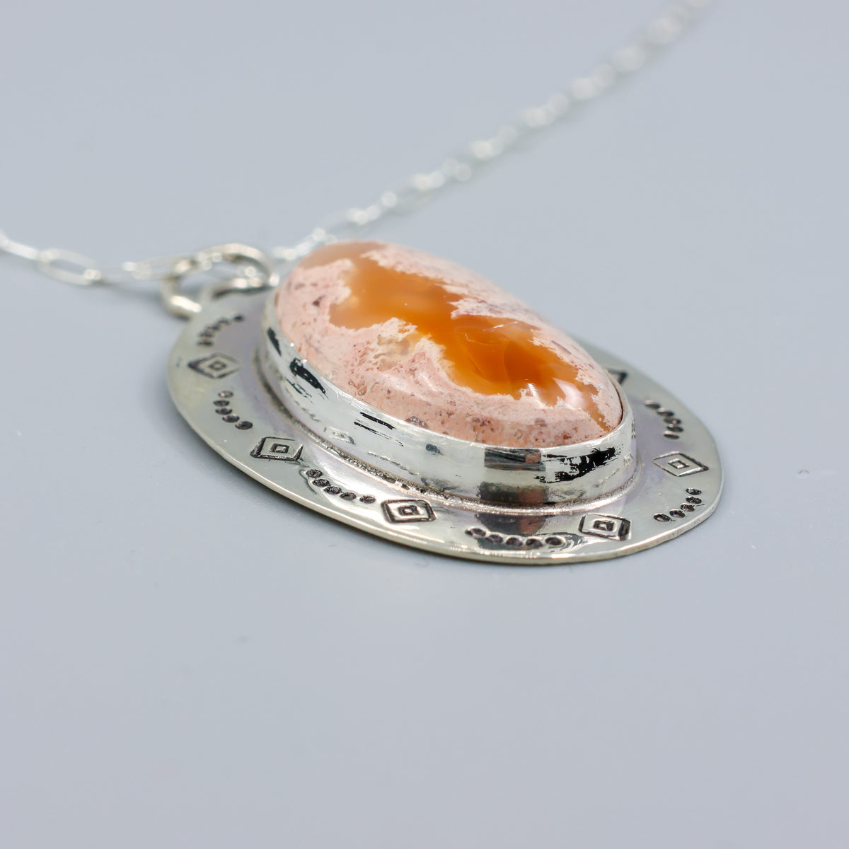 Mexican Opal sterling silver one of a kink necklace