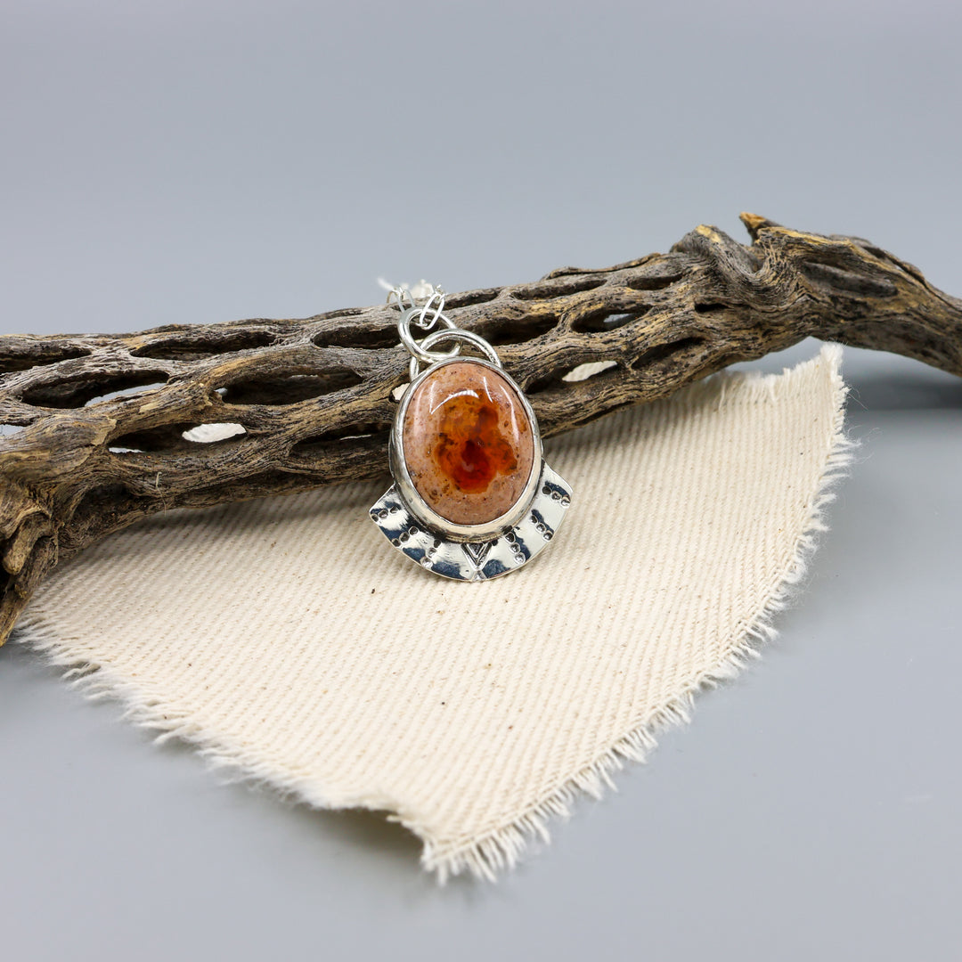 Mexican cantera opal pendant stering silver one of a kind