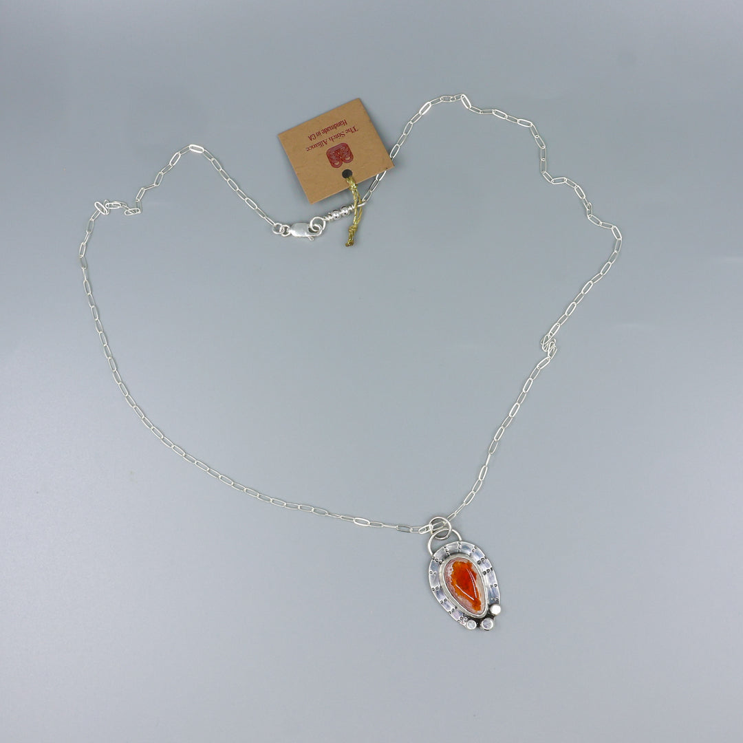 Mexican Cantera Opal Sterling Silver One of a Kind Necklace 187