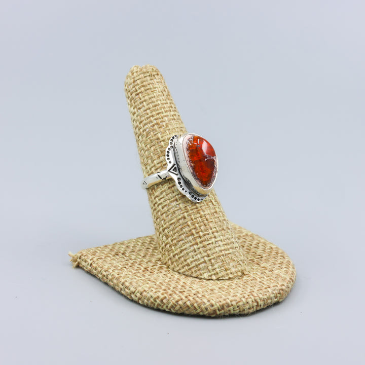 Mexican Opal Stamped Sterling Silver Ring size 7 Made in California