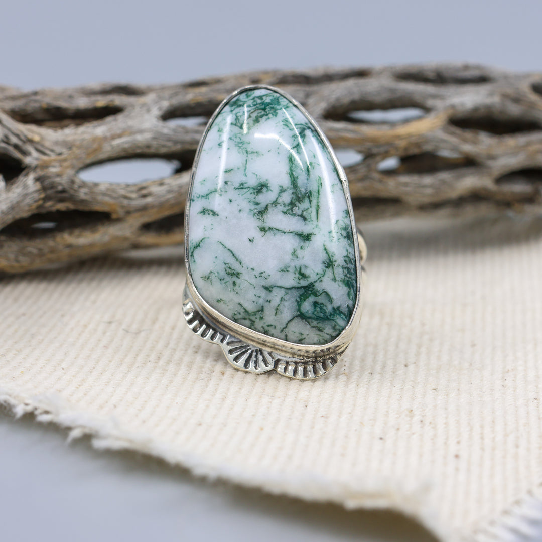 Tree Agate Sterling Silver Ring 117 One of a Kind - Size 7