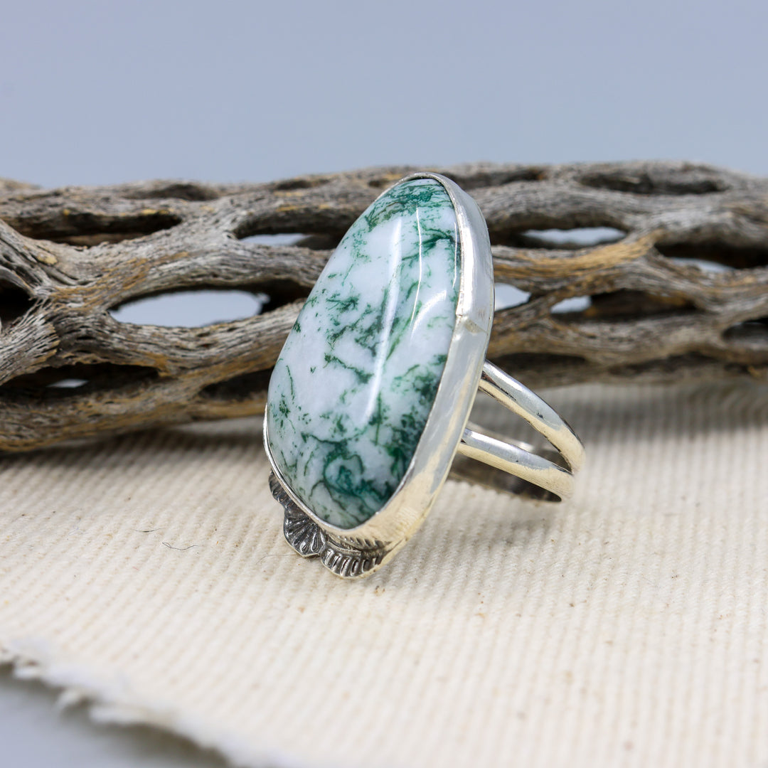 Tree Agate Sterling Silver Ring 117 One of a Kind - Size 7