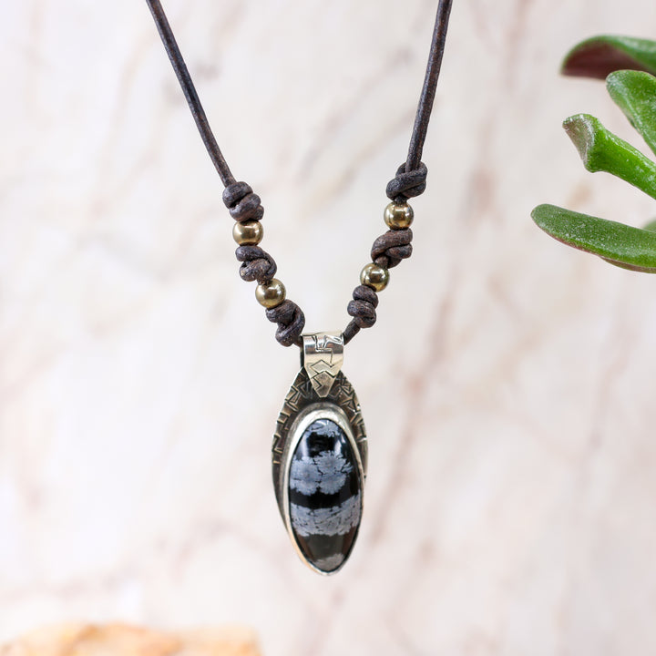 snowflake obsidian necklace