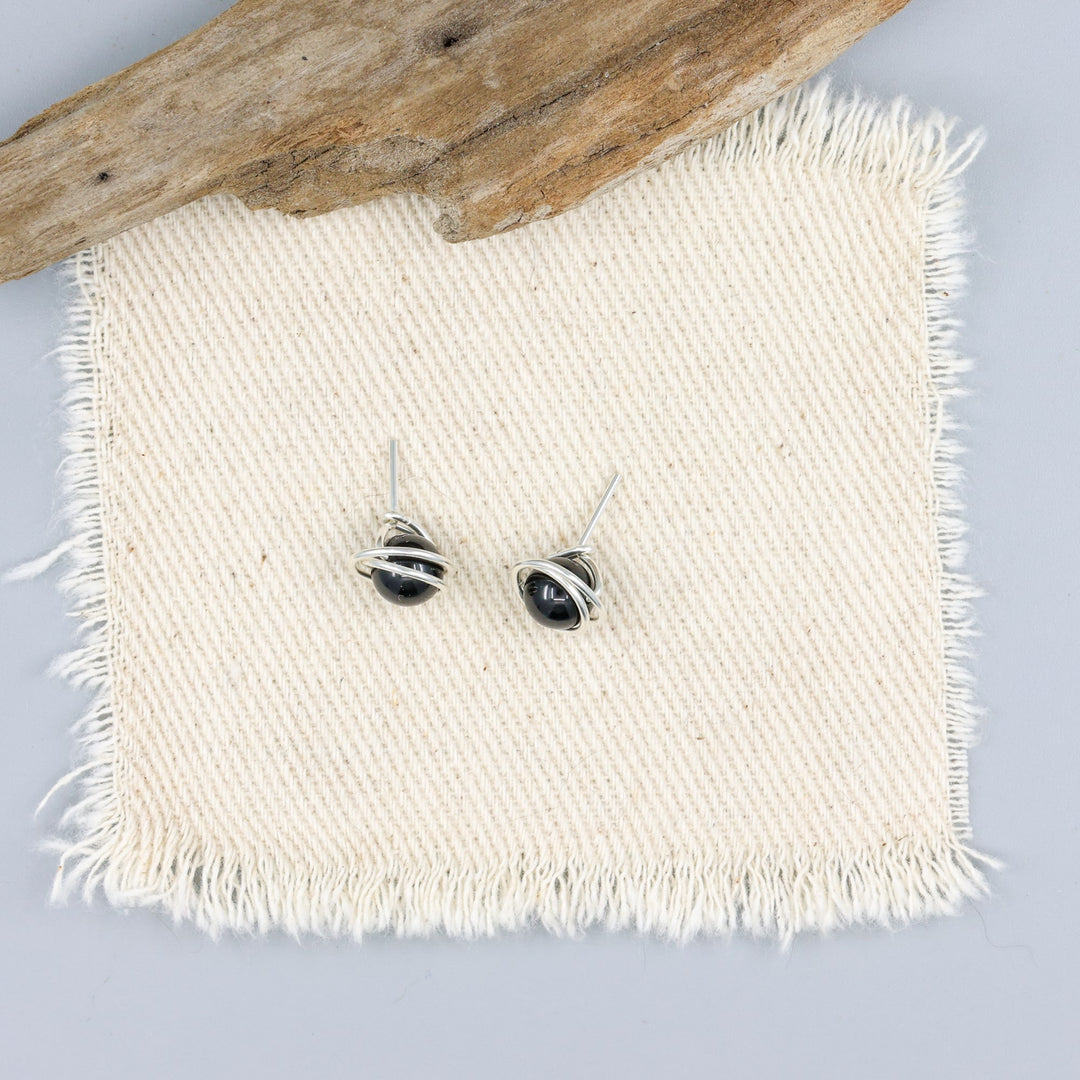 Nest Earrings - Sterling Silver / Black Spinel