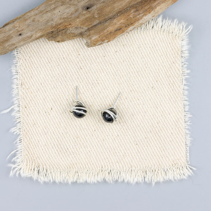 Nest Earrings - Sterling Silver / Black Spinel