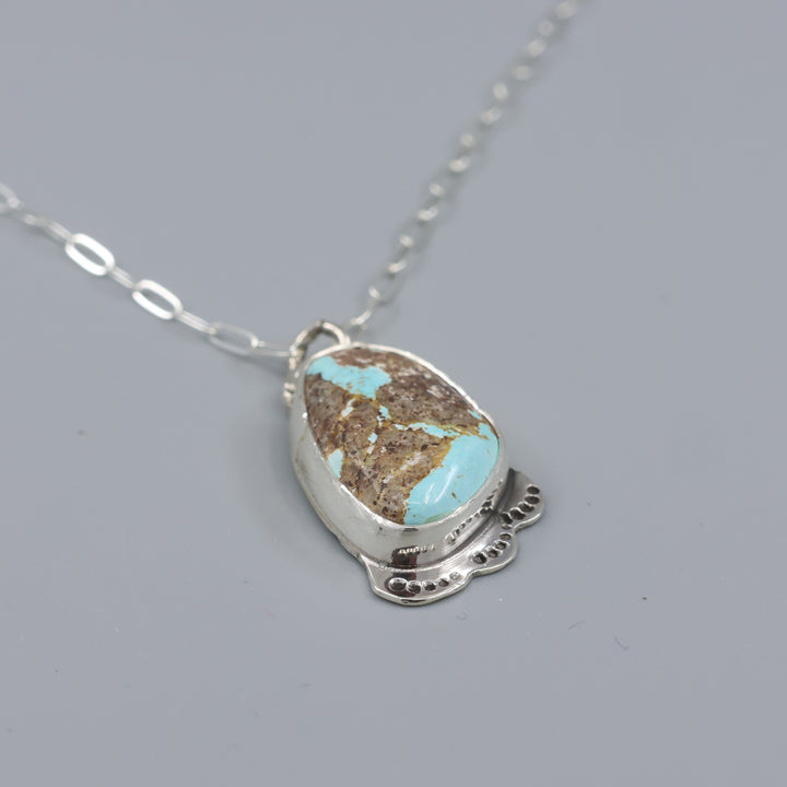 Nevada Turquoise Sterling Silver Necklace One of a Kind