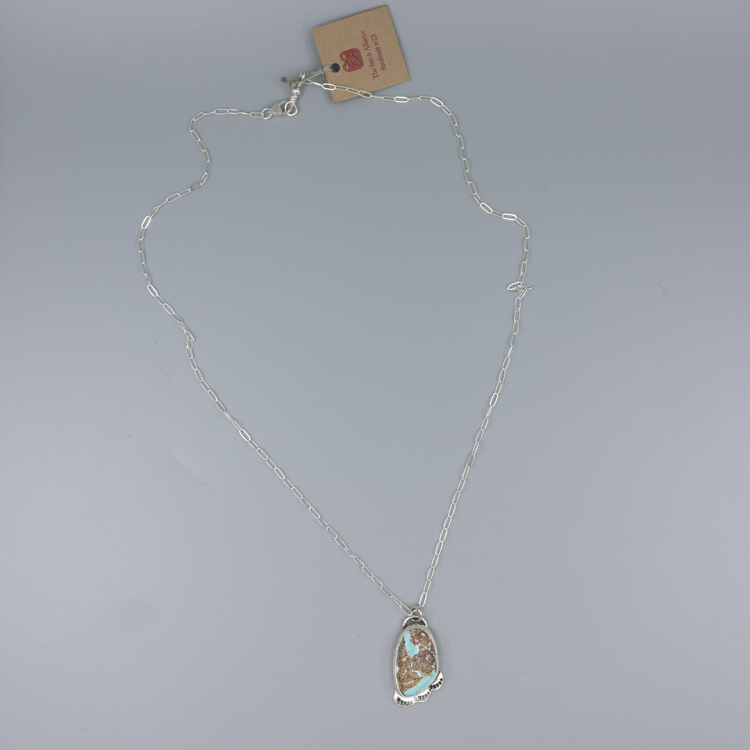 Nevada Turquoise Sterling Silver Necklace One of a Kind