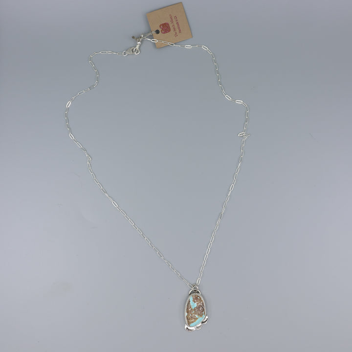 Nevada Turquoise Sterling Silver Necklace One of a Kind