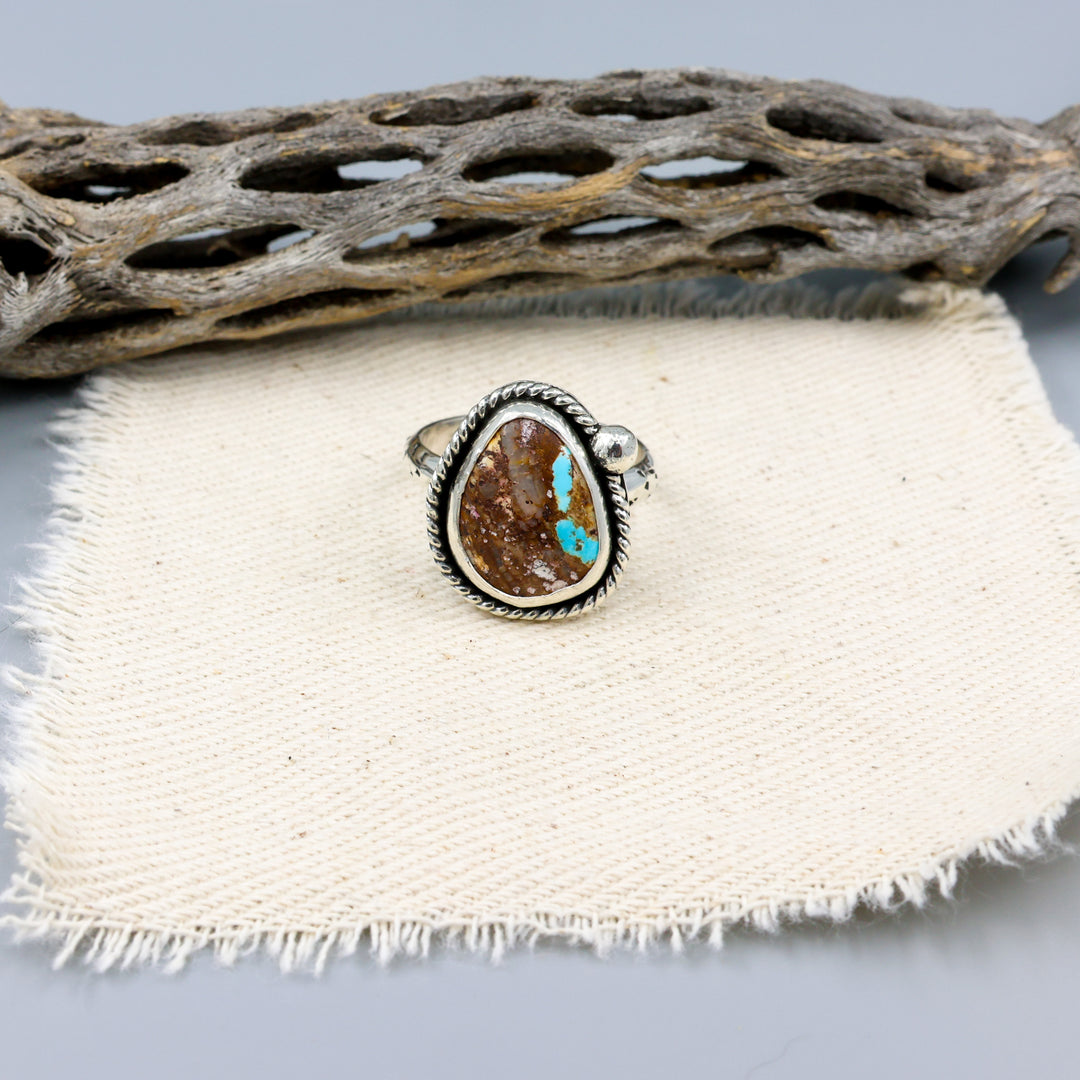 Nevada Turquoise Sterling Silver Ring One of a Kind - Size 7.5