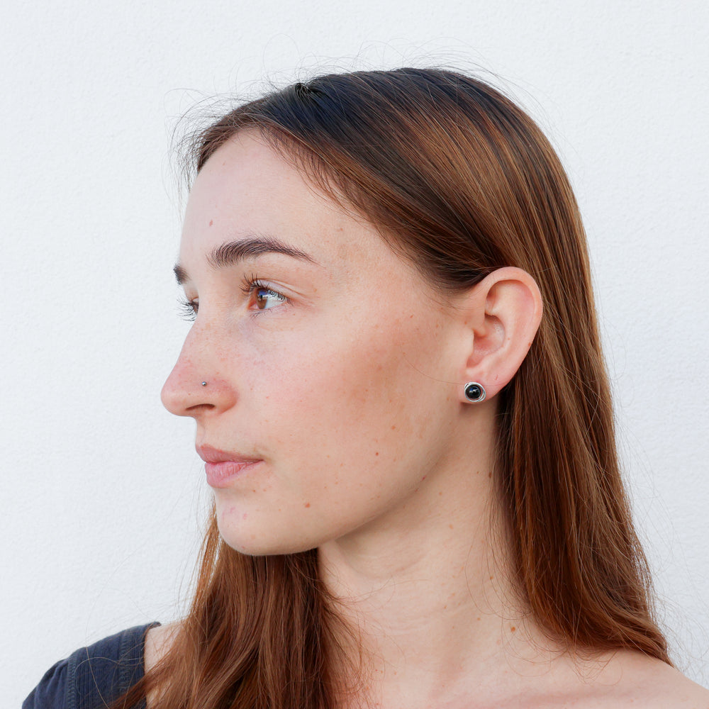 handmade sterling silver and black spinel earrings