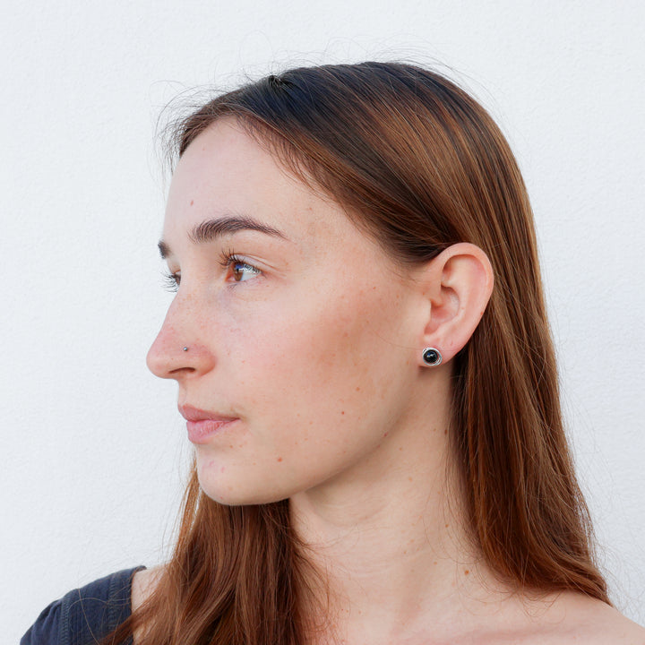 handmade sterling silver and black spinel earrings