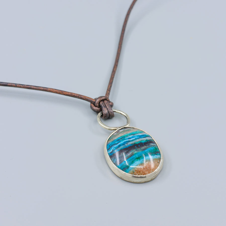 handmade ocean jasper and sterling silver necklace