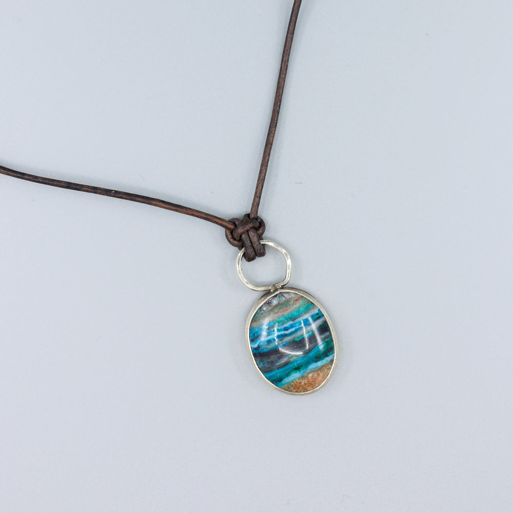 handmade ocean jasper and sterling silver necklace top view