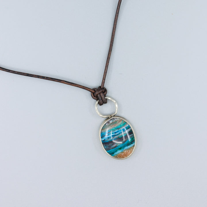 handmade ocean jasper and sterling silver necklace top view