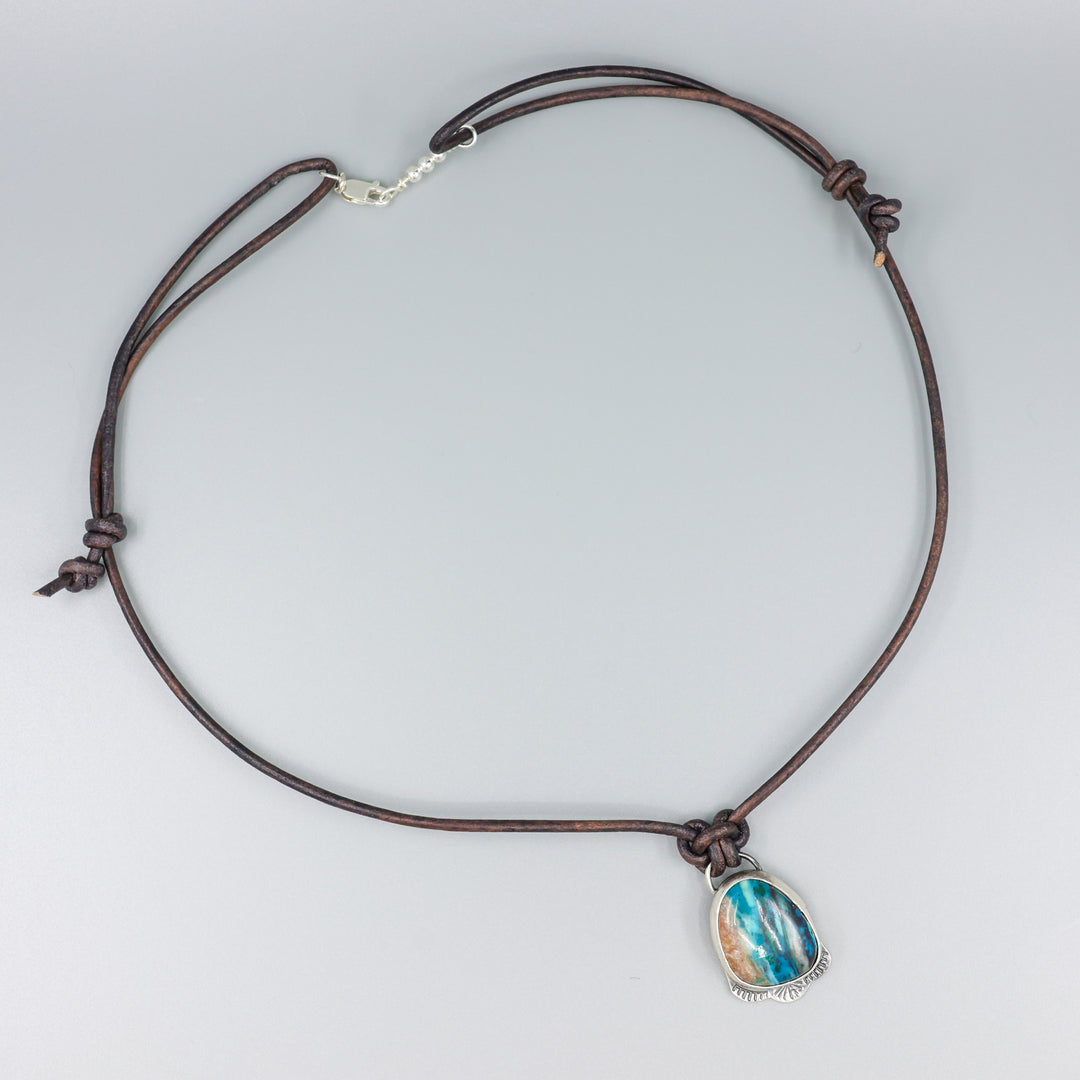 Ocean Jasper, Sterling Silver, Leather One of a Kind Necklace 181