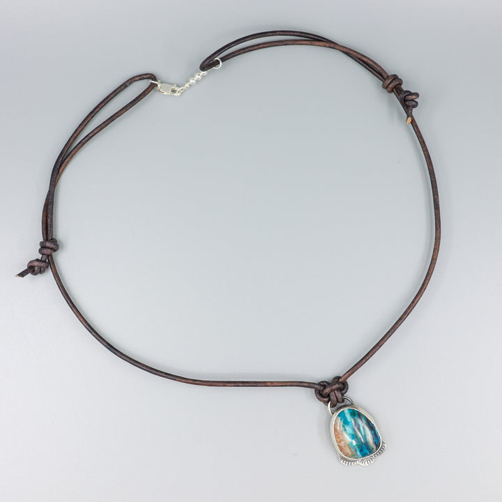 Ocean Jasper, Sterling Silver, Leather One of a Kind Necklace 181