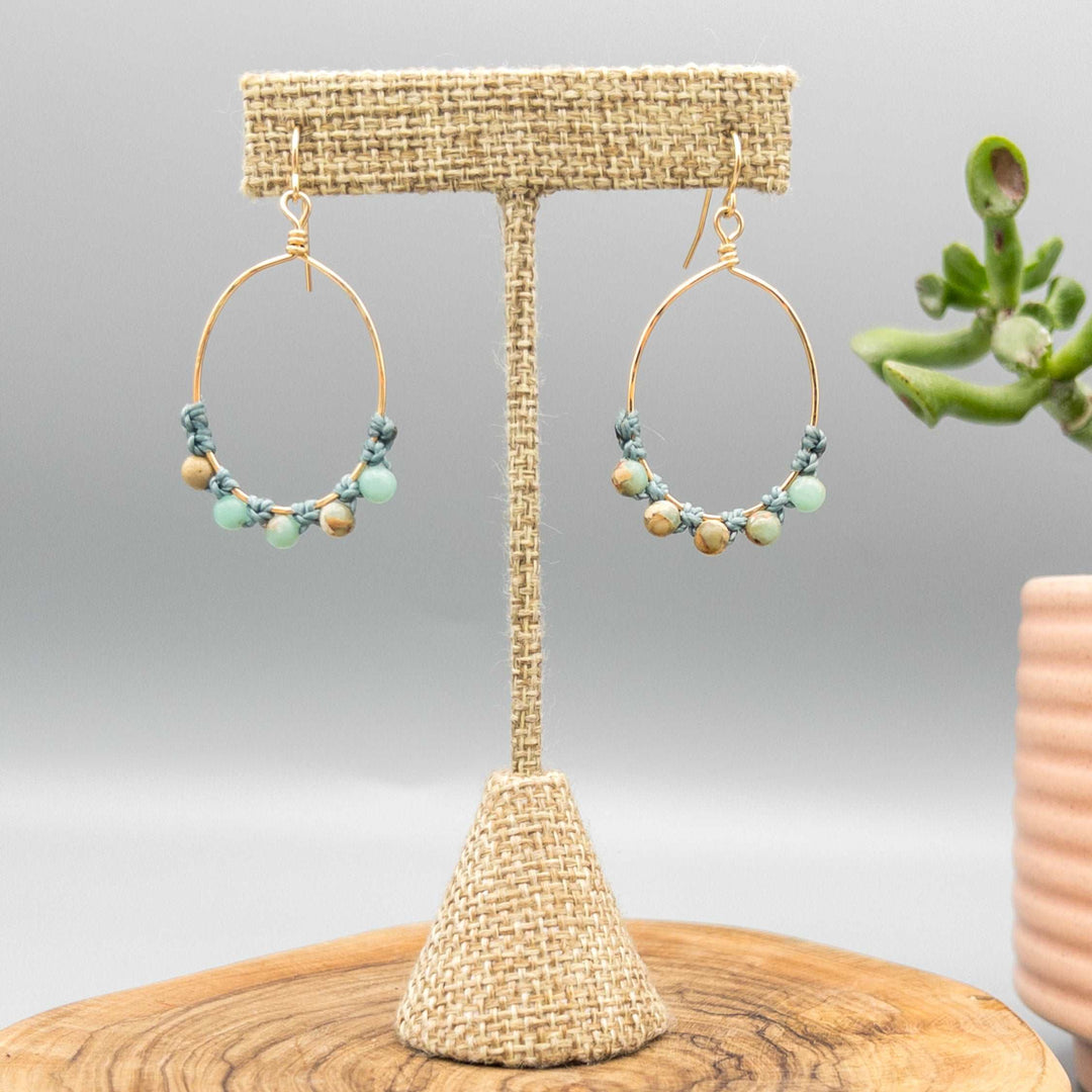 aqua terra jasper 14k gold filled hoop earrings