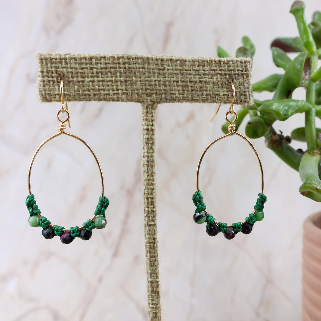 ruby in zoisite gold filled hoop earrings