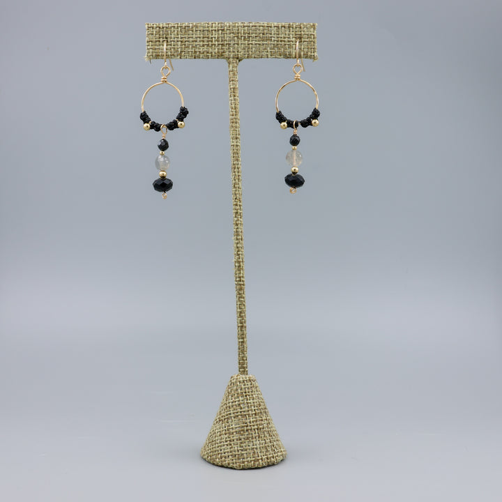 Paloma Hoop Earrings / Black Tourmaline / Gold Fill