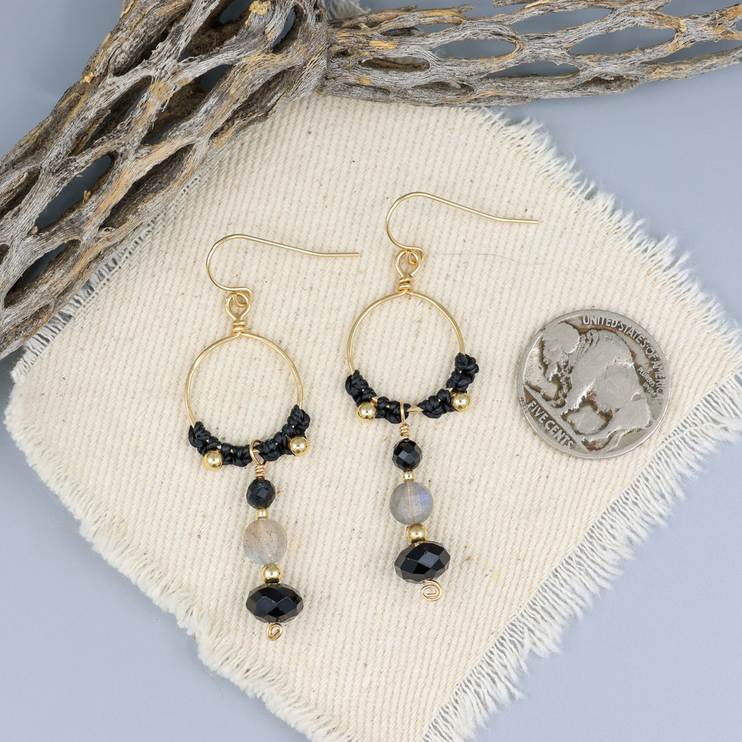 Paloma Hoop Earrings / Black Tourmaline / Gold Fill