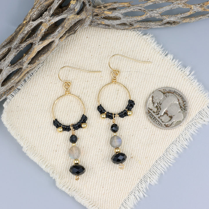 Paloma Hoop Earrings / Black Tourmaline / Gold Fill