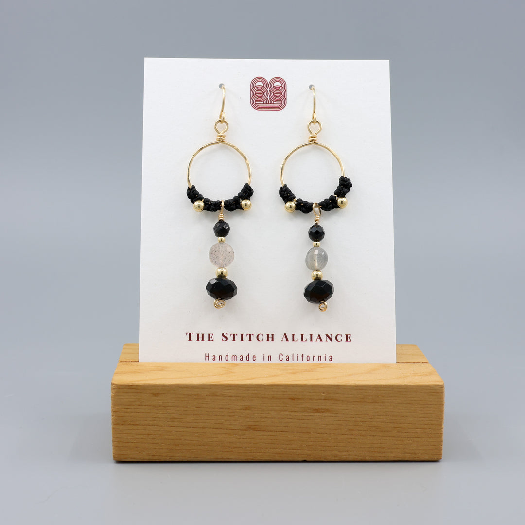 Paloma Hoop Earrings / Black Tourmaline / Gold Fill