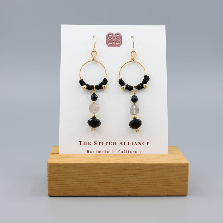 Paloma Hoop Earrings / Black Tourmaline / Gold Fill