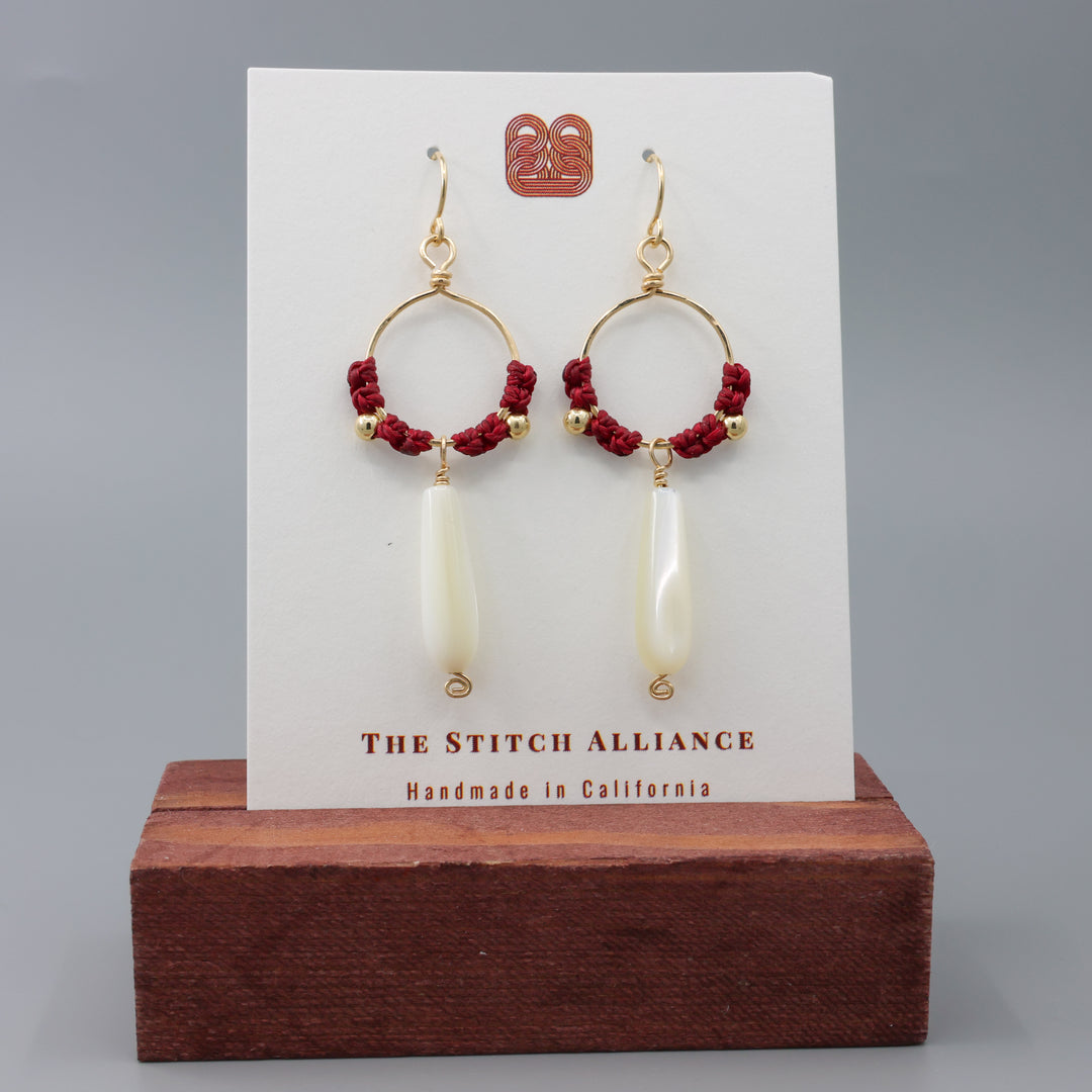 Paloma Hoop Earrings / Mother of Pearl, Red / Gold Fill