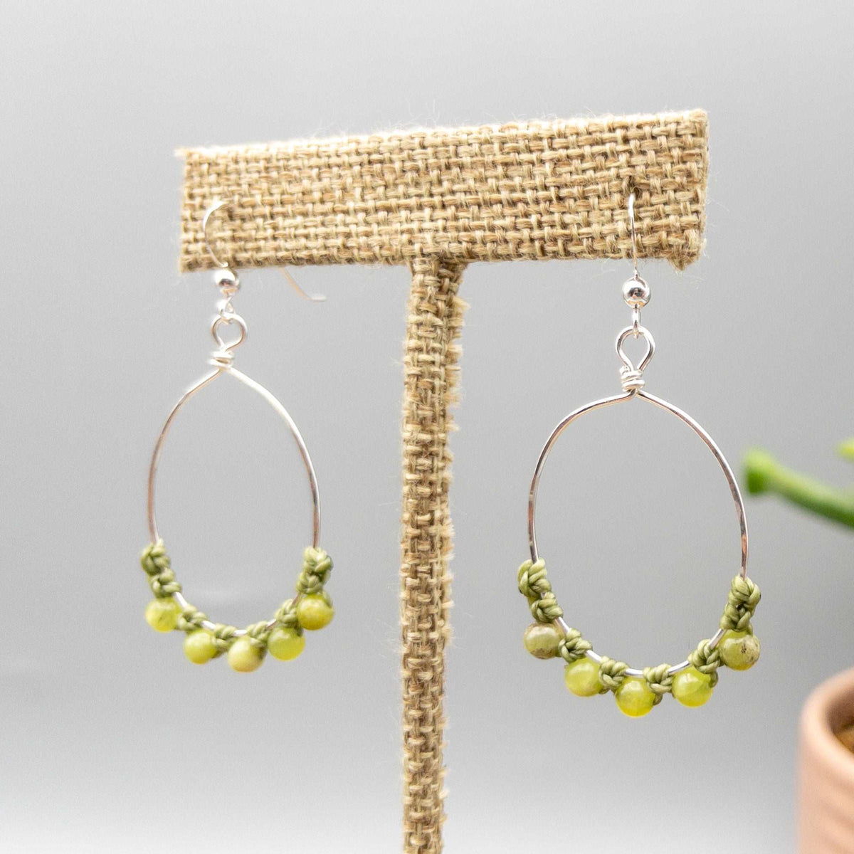 peridot sterling silver hoop earrings