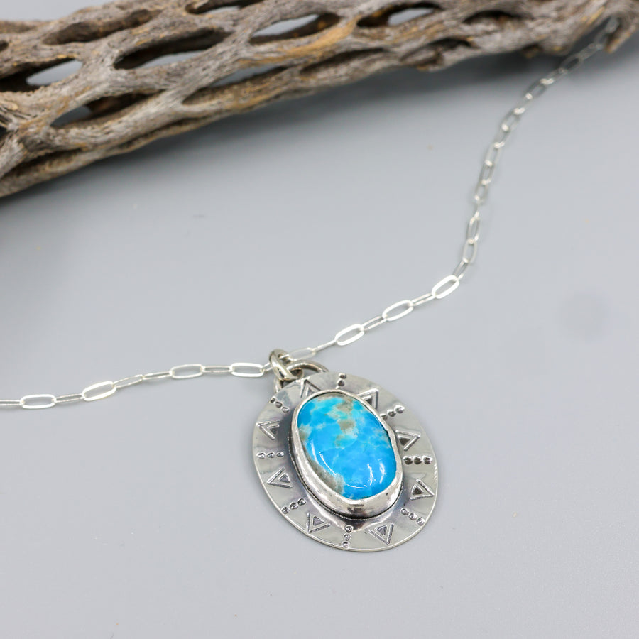 Persian turquoise one of a kind aterling silver necklace