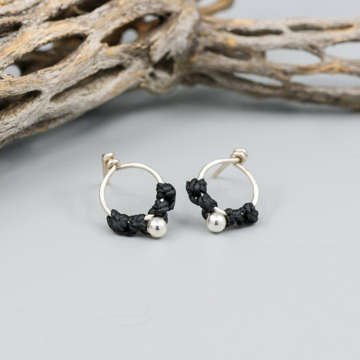 Petal Earrings / Sterling Silver / Black