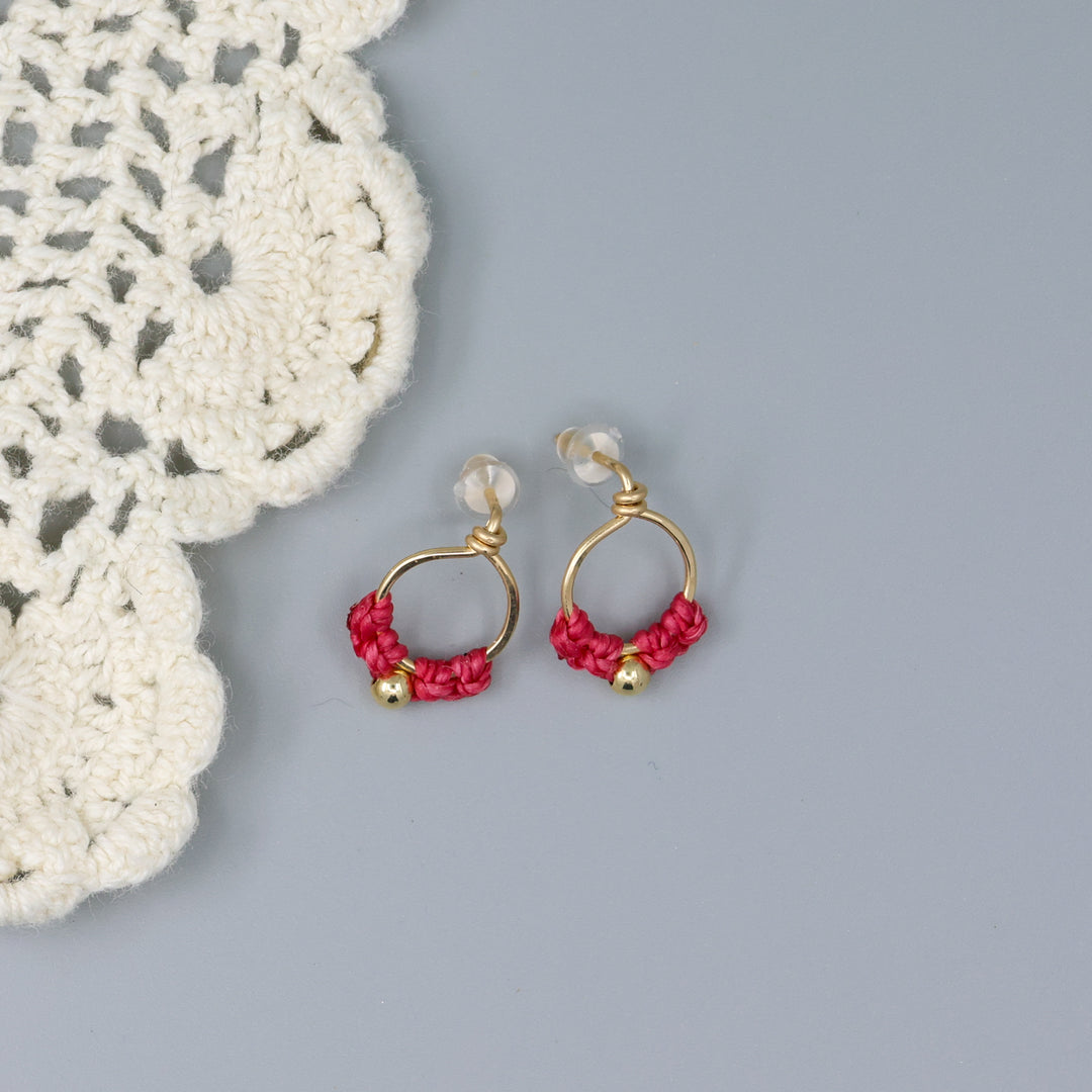 Petal Earrings / Gold Fill / Rhubarb