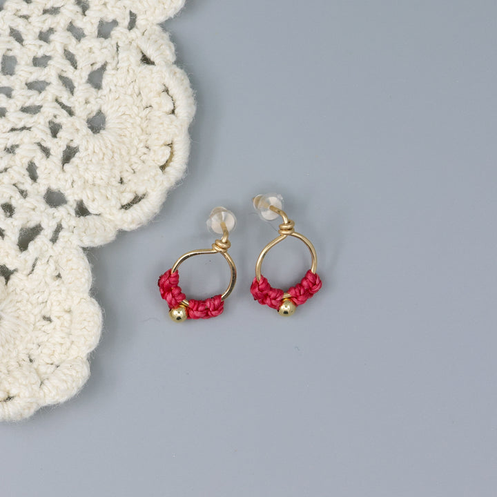 Petal Earrings / Gold Fill / Rhubarb