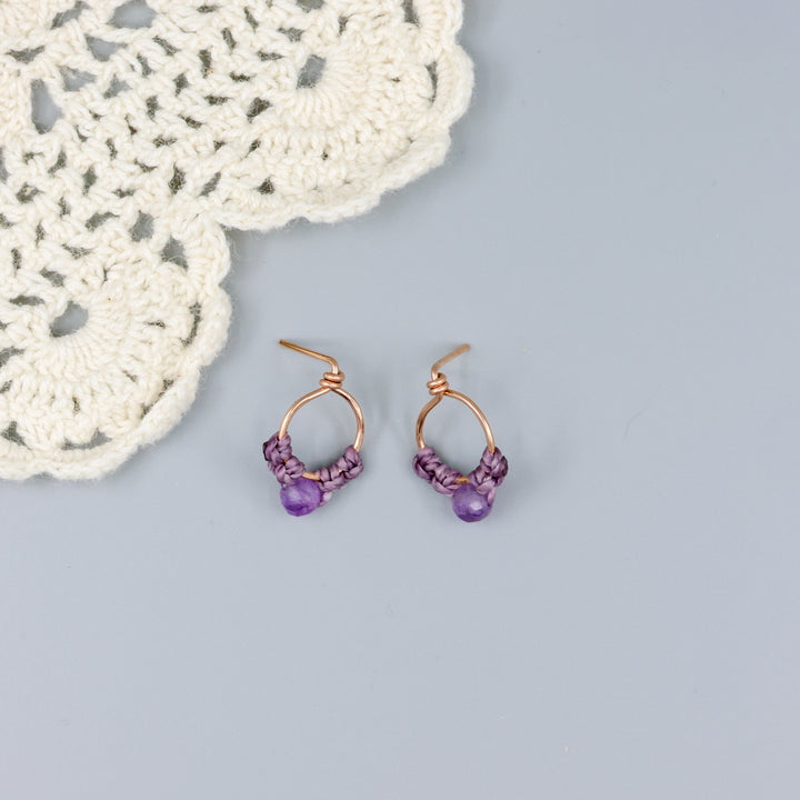 Petal Earrings / Rose Gold / Amethyst