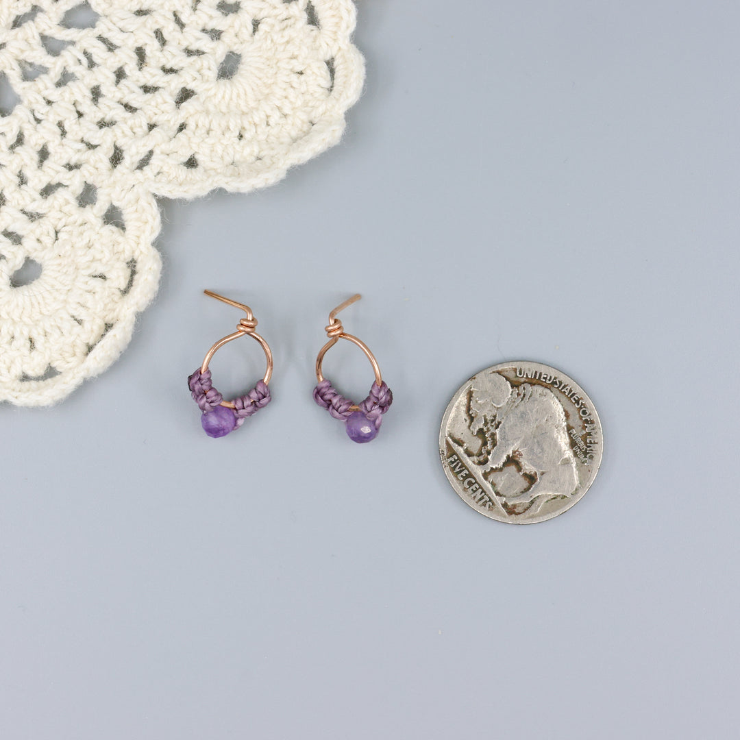 Petal Earrings / Rose Gold / Amethyst
