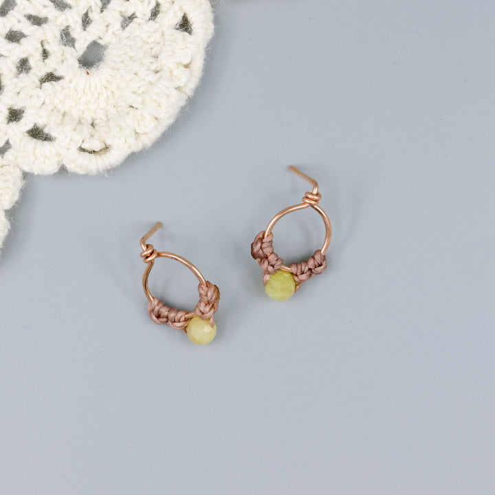 Petal Earrings / Rose Gold / Yellow Opal